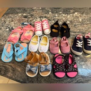 9 pairs of baby girl shoes/sandals